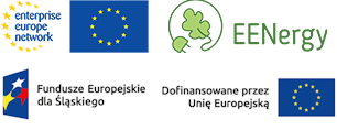 Logotypy Funduszy Europejskich i EENergy, wspierających projekty unijne.